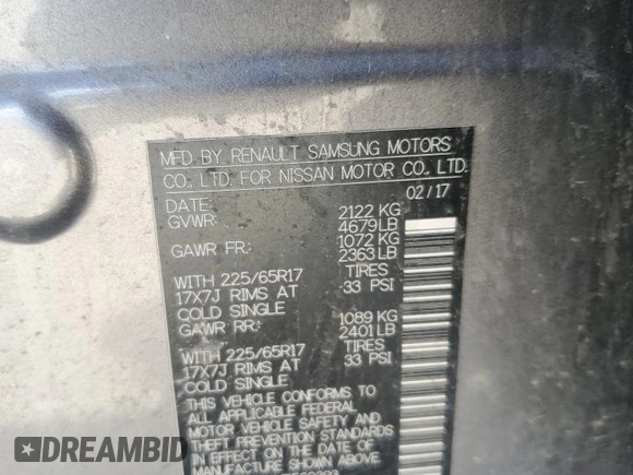 2017 Nissan Rogue SV with VIN KNMAT2MV4HP560393, listed as a Copart auction lot 53114105 with 133,988 mi miles and Salvage Title. Bid and sale history available at carsss.com. Image 13.