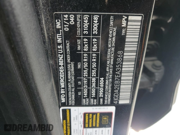 2014 Mercedes-Benz M 350 z VIN 4JGDA2EB7EA353868, wystawiony jako Copart lot #57968145 z przebiegiem 137 071 mil mil oraz Czysty tytuł • Clean title. Historia ofert i sprzedaży dostępna na DreamBid. Obrazek 13.