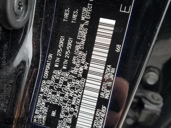 2019 Lexus LX 570 with VIN JTJHY7AX7K4310302, listed as a Copart auction lot 82034744 with 96,980 mi miles and Salvage title. Bid and sale history available at DreamBid. Image 13.