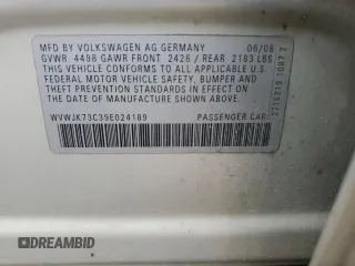 2009 Volkswagen Passat Komfort z VIN WVWJK73C39E024189, wystawiony jako Copart lot #48252385 z przebiegiem Nie podano mil oraz Szkoda całkowita • Salvage title. Historia ofert i sprzedaży dostępna na DreamBid. Obrazek 12.