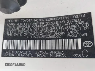 2014 Toyota Prius Four with VIN JTDKN3DU5E0368562, listed as a IAAI auction lot 41911369 with 178,888 mi miles. Bid and sale history available at carsss.com. Image 9.