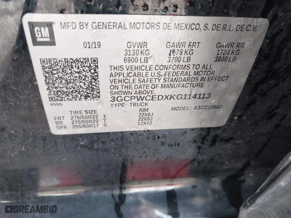 2019 Chevrolet Silverado 1500 LT with VIN 3GCPWCEDXKG114113, listed as a IAAI auction lot 41567949 with 201,043 mi miles. Bid and sale history available at carsss.com. Image 9.