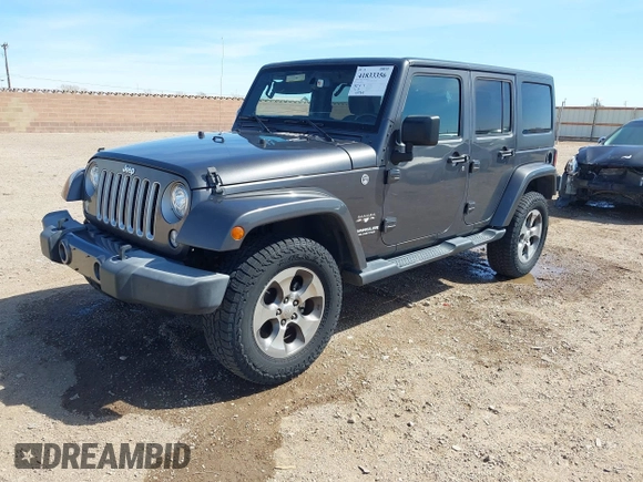 2017 Jeep Wrangler Unlimited Sahara with VIN 1C4BJWEG7HL641347, listed as a IAAI auction lot 41833356 with 84,735 mi miles. Bid and sale history available at carsss.com. Image 2.
