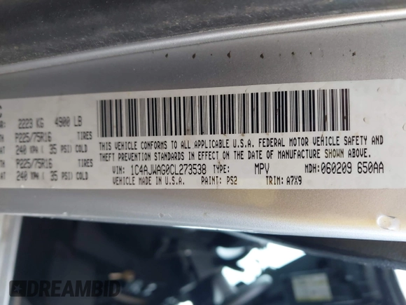 2012 Jeep Wrangler Sport с VIN 1C4AJWAG0CL273538, выставлен на аукционе IAAI как лот 41998975 с пробегом 120 603 миль миль и . История ставок и продаж доступна на DreamBid. Изображение 9.