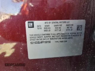 2015 Chevrolet Malibu LT with VIN 1G11C5SL4FF190156, listed as a Copart auction lot 43592415 with 141,651 mi miles and Salvage Title. Bid and sale history available at DreamBid. Image 14.