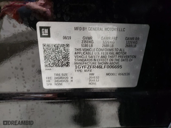 2020 Cadillac XT4 AWD Sport with VIN 1GYFZFR46LF006695, listed as a Copart auction lot 83306014 with 33,376 mi miles and Salvage Title. Bid and sale history available at carsss.com. Image 14.