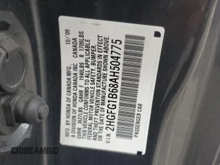 2010 Honda Civic Cpe LX with VIN 2HGFG1B68AH504775, listed as a Copart auction lot 53284265 with 216,785 mi miles and Salvage Title. Bid and sale history available at carsss.com. Image 12.