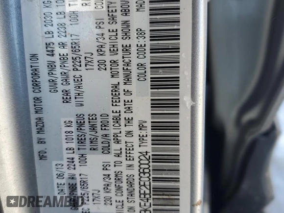 2014 Mazda CX-5 Sport with VIN JM3KE4BE2E0360024, listed as a Copart auction lot 47014035 with Not provided miles and Salvage title. Bid and sale history available at DreamBid. Image 14.