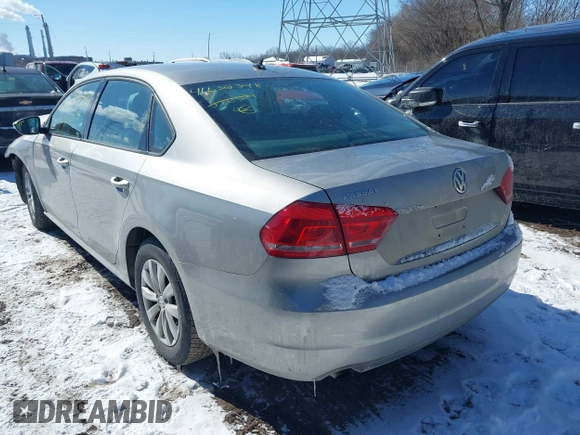 2012 Volkswagen Passat S w/Appearance with VIN 1VWAH7A37CC086521, listed as a IAAI auction lot 41632348 with 102,000 mi miles. Bid and sale history available at carsss.com. Image 3.