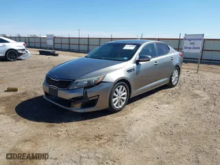 2015 Kia Optima LX with VIN 5XXGM4A77FG399907, listed as a IAAI auction lot 41780382 with 133,797 mi miles. Bid and sale history available at carsss.com. Image 2.