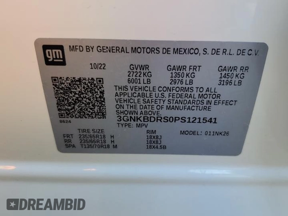 2023 Chevrolet Blazer LT with VIN 3GNKBDRS0PS121541, listed as a Copart auction lot 56396645 with 36,097 mi miles and Clean title. Bid and sale history available at DreamBid. Image 14.