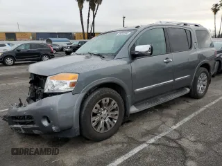 2015 Nissan Armada Platinum z VIN 5N1BA0NF6FN617932, wystawiony jako Copart lot #48202355 z przebiegiem 101 219 mil mil oraz Szkody całkowita. Historia ofert i sprzedaży dostępna na DreamBid. Obrazek 1.