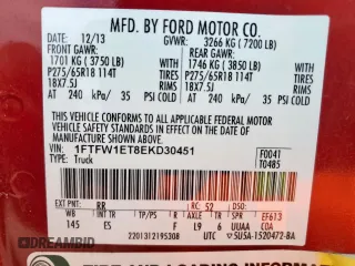 2014 Ford F-150 XL with VIN 1FTFW1ET8EKD30451, listed as a Copart auction lot 54857285 with 154,796 mi miles and Clean Title. Bid and sale history available at carsss.com. Image 12.