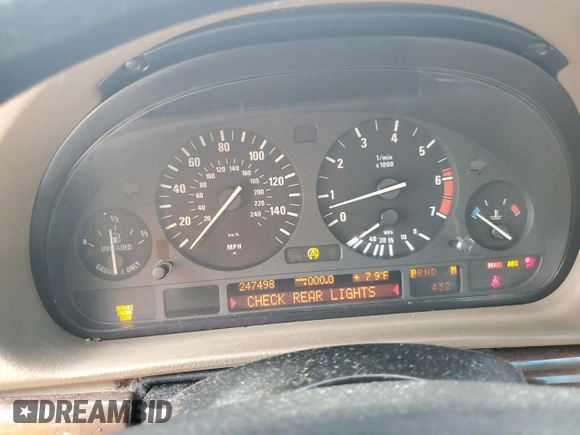 1998 BMW 7 Series 740il with VIN WBAGJ8329WDM24296, listed as a Copart auction lot 73581634 with 247,498 mi miles and Salvage Title. Bid and sale history available at carsss.com. Image 9.