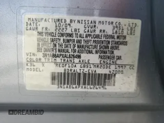 2010 Nissan Sentra S with VIN 3N1AB6APXAL626496, listed as a Copart auction lot 62386815 with 145,228 mi miles and Salvage title. Bid and sale history available at DreamBid. Image 12.