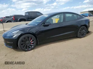 2023 Tesla Model 3 Performance z VIN 5YJ3E1EC8PF634532, wystawiony jako Copart lot #58322665 z przebiegiem 30 036 mil mil oraz Szkoda całkowita • Salvage title. Historia ofert i sprzedaży dostępna na DreamBid. Obrazek 1.