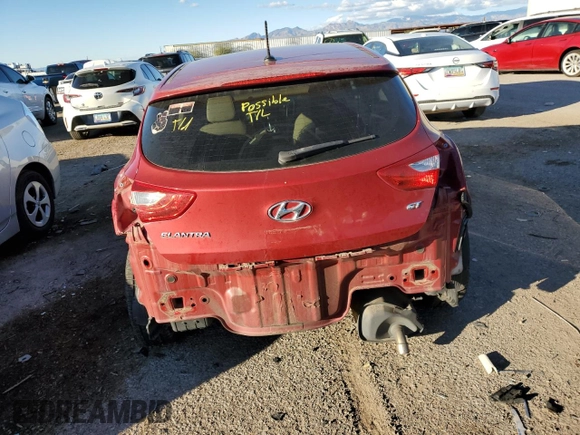 2016 Hyundai Elantra GT with VIN KMHD35LHXGU323042, listed as a Copart auction lot 78675774 with 57,378 mi miles and Salvage Title. Bid and sale history available at carsss.com. Image 6.
