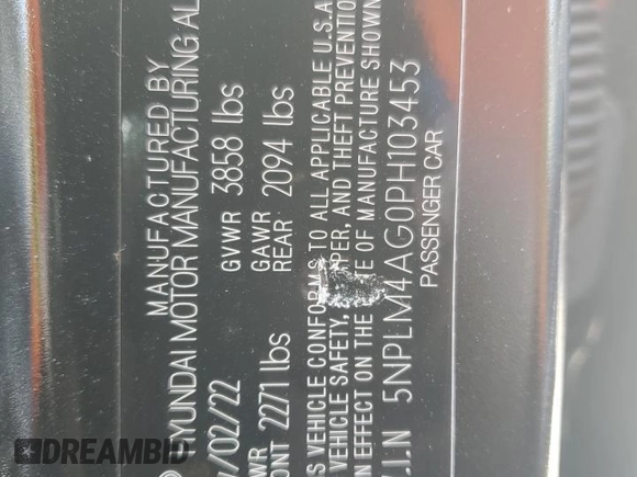 2023 Hyundai Elantra SEL z VIN 5NPLM4AG0PH103453, wystawiony jako Copart lot #53534725 z przebiegiem 19 199 mil mil oraz Tytuł czysty. Historia ofert i sprzedaży dostępna na DreamBid. Obrazek 12.