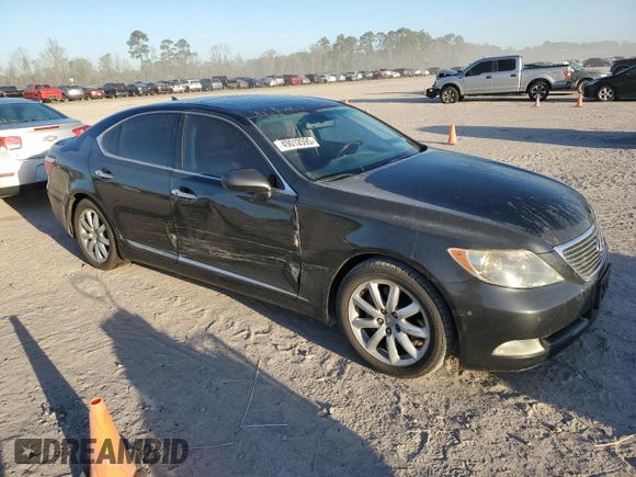 2007 Lexus LS 460 with VIN JTHBL46F075028914, listed as a Copart auction lot 49012595 with 184,573 mi miles and Salvage Title. Bid and sale history available at DreamBid. Image 4.