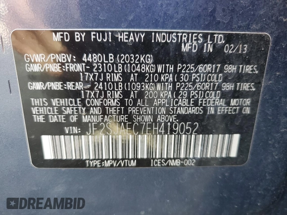2014 Subaru Forester 2.5i Premium with VIN JF2SJAEC7EH419052, listed as a Copart auction lot 45677205 with 108,574 mi miles and Salvage Title. Bid and sale history available at carsss.com. Image 15.