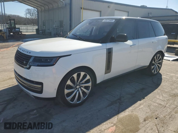 2023 Land Rover Range Rover SE with VIN SALKP9FU1PA009600, listed as a Copart auction lot 43572465 with 23,121 mi miles and Salvage Title. Bid and sale history available at carsss.com. Image 1.