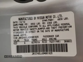2013 Infiniti G37 x with VIN JN1CV6EL4DM981925, listed as a Copart auction lot 52787185 with Not Provided miles and Non Repairable. Bid and sale history available at DreamBid. Image 14.
