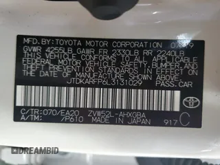 2020 Toyota Prius LE with VIN JTDKARFP6L3131029, listed as a Copart auction lot 59890525 with 155,425 mi miles and Salvage title. Bid and sale history available at DreamBid. Image 13.