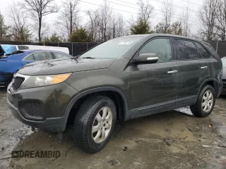 2011 Kia Sorento LX with VIN 5XYKT3A13BG112197, listed as a Copart auction lot 47756195 with 214,323 mi miles and Salvage Title. Bid and sale history available at carsss.com. Image 1.