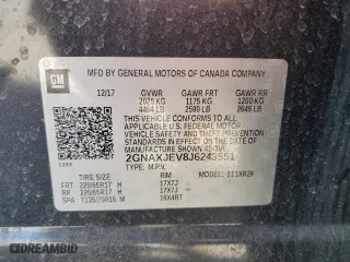 2018 Chevrolet Equinox LT with VIN 2GNAXJEV8J6243551, listed as a Copart auction lot 50069995 with 78,416 mi miles and Salvage Title. Bid and sale history available at carsss.com. Image 13.