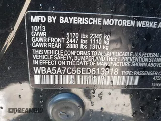 2014 BMW 5 Series 528i xDrive with VIN WBA5A7C56ED613918, listed as a IAAI auction lot 41744501 with 86,917 mi miles and . Bid and sale history available at DreamBid. Image 9.