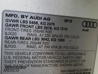 2018 Audi Q5 Premium Plus with VIN WA1BNAFY2J2235819, listed as a Copart auction lot 73505532 with 36,593 mi miles. Bid and sale history available at carsss.com. Image 15.
