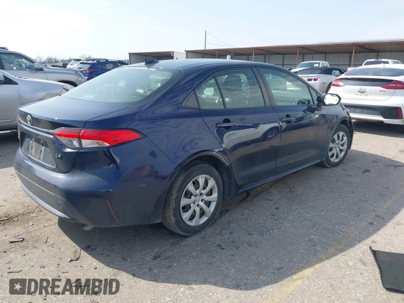 2020 Toyota Corolla LE with VIN JTDEPRAE7LJ000141, listed as a IAAI auction lot 41555971 with 19,386 mi miles. Bid and sale history available at carsss.com. Image 4.