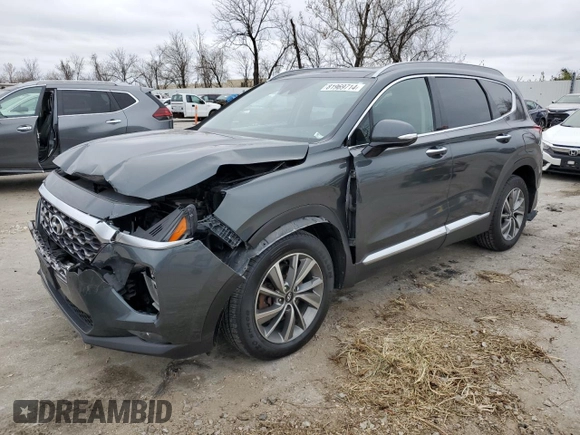 2019 Hyundai Santa Fe Limited with VIN 5NMS5CAD6KH133975, listed as a Copart auction lot 81969714 with 99,275 mi miles and Salvage Title. Bid and sale history available at carsss.com. Image 1.