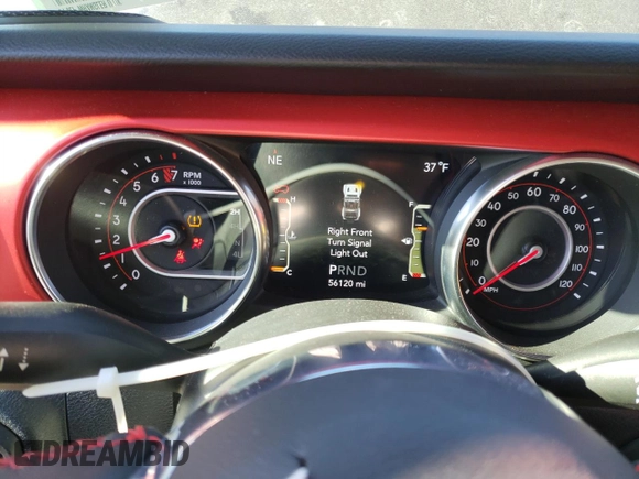 2021 Jeep Wrangler Unlimited Rubicon with VIN 1C4HJXFGXMW580776, listed as a Copart auction lot 46478105 with 56,120 mi miles and Salvage Title. Bid and sale history available at DreamBid. Image 9.