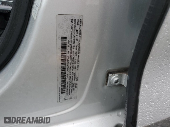 2011 Volkswagen Jetta SE with VIN 3VWDZ7AJ5BM319091, listed as a Copart auction lot 57991585 with 185,458 mi miles and Salvage title. Bid and sale history available at DreamBid. Image 12.