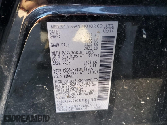 2018 Nissan Pathfinder SV with VIN 5N1DR2MN5JC608035, listed as a Copart auction lot 88951215 with 105,730 mi miles and Salvage Title. Bid and sale history available at carsss.com. Image 13.