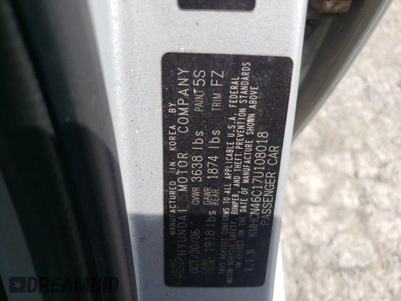 2007 Hyundai Accent GLS with VIN KMHCN46C17U108018, listed as a Copart auction lot 55632095 with 185,467 mi miles and Salvage title. Bid and sale history available at DreamBid. Image 12.