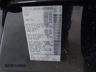 2018 Nissan Pathfinder SL with VIN 5N1DR2MN4JC646162, listed as a IAAI auction lot 40469653 with 190,216 mi miles and . Bid and sale history available at DreamBid. Image 9.
