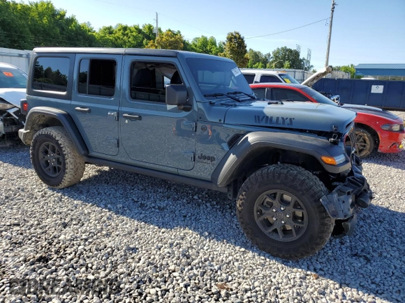 2024 Jeep Wrangler Sport S with VIN 1C4PJXDG2RW346671, listed as a Copart auction lot 57966375 with 9,430 mi miles and Salvage title. Bid and sale history available at DreamBid. Image 4.