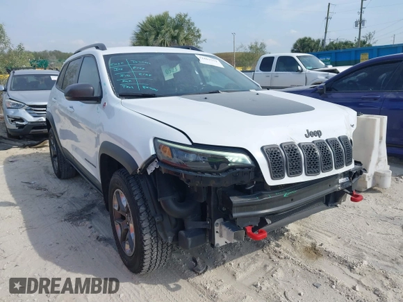 2019 Jeep Cherokee Trailhawk Elite with VIN 1C4PJMBN3KD487461, listed as a IAAI auction lot 41869751 with 91,197 mi miles and . Bid and sale history available at DreamBid. Image 1.