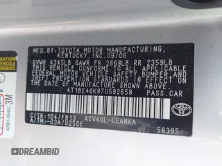 2007 Toyota Camry CE z VIN 4T1BE46K87U592658, wystawiony jako IAAI lot #42402149 z przebiegiem 176 284 mil mil oraz . Historia ofert i sprzedaży dostępna na DreamBid. Obrazek 9.