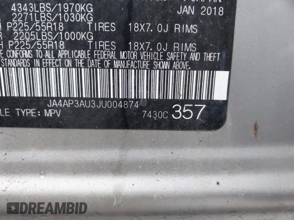2018 Mitsubishi Outlander ES z VIN JA4AP3AU3JU004874, wystawiony jako IAAI lot #42506653 z przebiegiem 67 052 mil mil oraz . Historia ofert i sprzedaży dostępna na DreamBid. Obrazek 9.