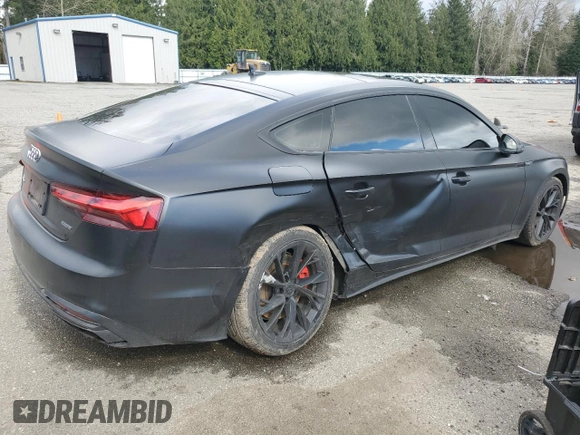 2020 Audi A5 Sportback Premium with VIN WAUANCF56LA004026, listed as a Copart auction lot 49347805 with 48,465 mi miles and Salvage Title. Bid and sale history available at carsss.com. Image 3.