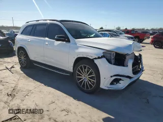 2025 Mercedes-Benz GLS with VIN 4JGFF5KEXSB300520, listed as a Copart auction lot 85600354 with 273 mi miles and Salvage Title. Bid and sale history available at carsss.com. Image 4.