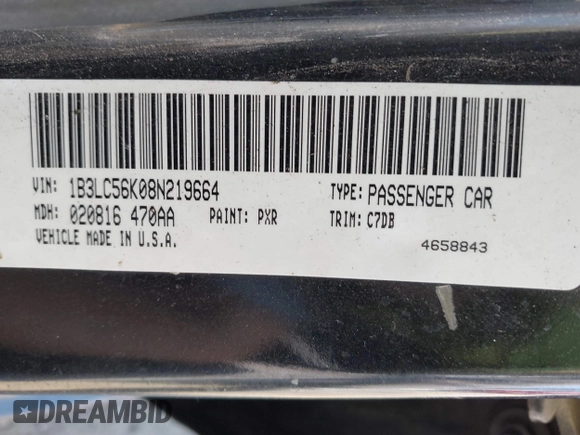 2008 Dodge Avenger SXT with VIN 1B3LC56K08N219664, listed as a IAAI auction lot 40523495 with 347,666 mi miles. Bid and sale history available at carsss.com. Image 9.