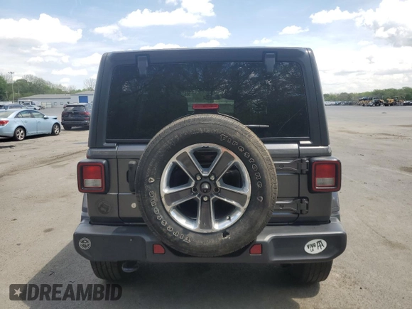 2019 Jeep Wrangler Unlimited Sahara with VIN 1C4HJXEN1KW504490, listed as a Copart auction lot 55633055 with 81,444 mi miles and Salvage Title. Bid and sale history available at DreamBid. Image 6.