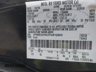 2007 Ford Explorer Sport Trac XLT with VIN 1FMEU31K37UA12203, listed as a IAAI auction lot 42438371 with 194,043 mi miles and . Bid and sale history available at DreamBid. Image 9.