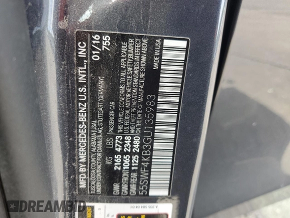 2016 Mercedes-Benz C 300 Luxury with VIN 55SWF4KB3GU135983, listed as a Copart auction lot 60228175 with 129,279 mi miles and Clean title. Bid and sale history available at DreamBid. Image 12.