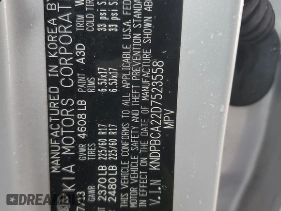 2013 Kia Sportage LX with VIN KNDPBCA22D7523558, listed as a Copart auction lot 49878375 with 72,024 mi miles and Salvage Title. Bid and sale history available at carsss.com. Image 13.