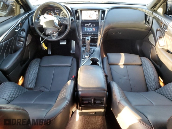 2022 Infiniti Q50 Red Sport 400 with VIN JN1FV7DP0NM370069, listed as a Copart auction lot 80541084 with 26,013 mi miles and Salvage Title. Bid and sale history available at DreamBid. Image 8.
